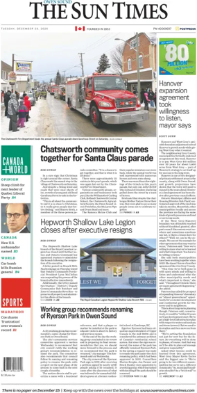 Cover of The Sun Times (Owen Sound)