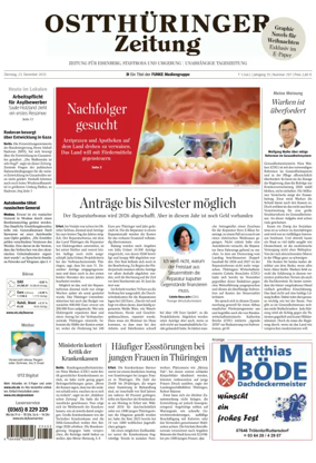Cover of Ostthuringer Zeitung (Saale-Holzland-Kreis)