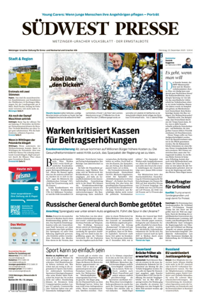 Cover of Sudwest Presse - Metzinger Uracher Volksblatt - Der Ermstalbote