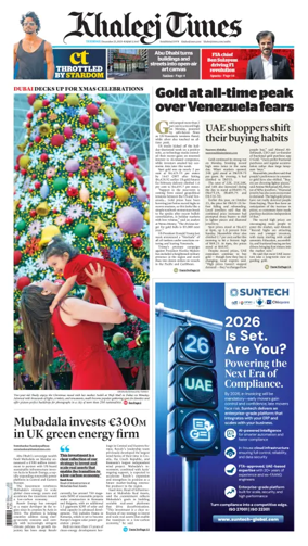 Cover of Khaleej Times