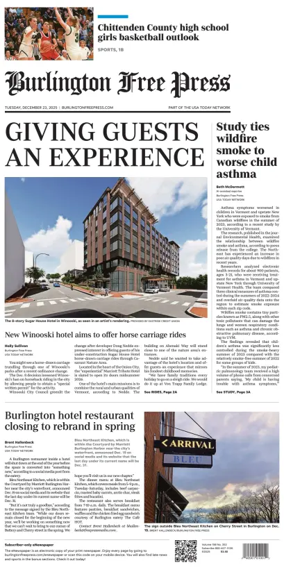 Cover of Burlington Free Press