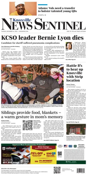 Cover of Knoxville News Sentinel