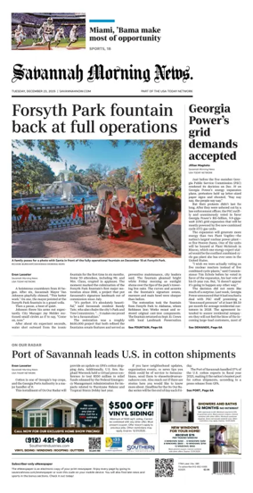 Cover of Savannah Morning News