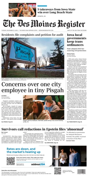 Cover of The Des Moines Register