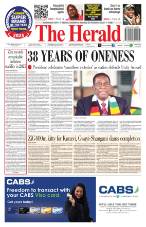 Cover of The Herald (Zimbabwe)