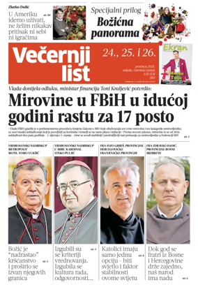 Cover of Večernji list BiH