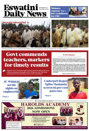 Cover of Eswatini Daily News