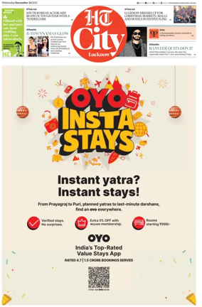 Cover of Hindustan Times (Lucknow) - Live