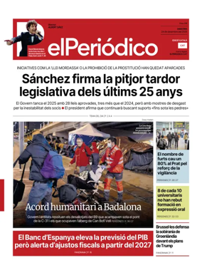 Cover of El Periódico de Catalunya (Català)
