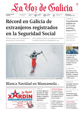Cover of La Voz de Galicia (Ourense)