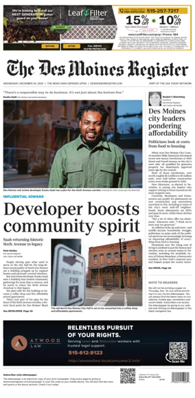 Cover of The Des Moines Register