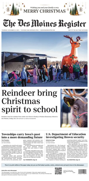 Cover of The Des Moines Register