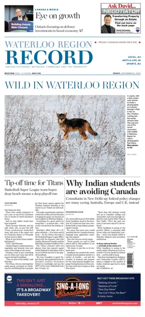 Cover of Waterloo Region Record