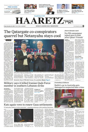 Cover of Haaretz english edition (Friday)