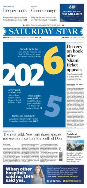 Cover of Toronto Star