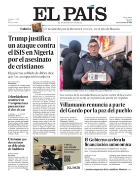 Cover of El Pais
