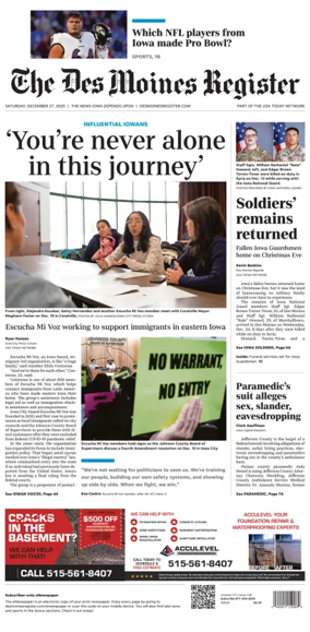 Cover of The Des Moines Register