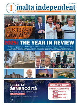 Cover of The Malta Independent on Sunday