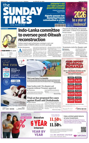 Cover of Sunday Times (Sri Lanka)