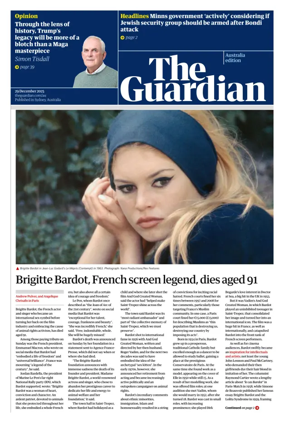 Cover of The Guardian Australia