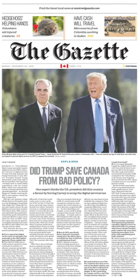 Cover of Montreal Gazette