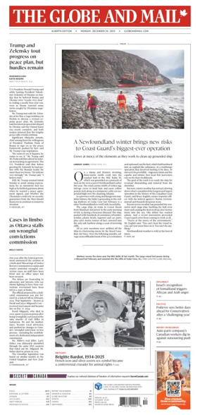 Cover of The Globe and Mail (Alberta Edition)