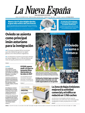 Cover of La Nueva España (Oviedo)