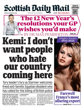 Cover of Scottish Daily Mail