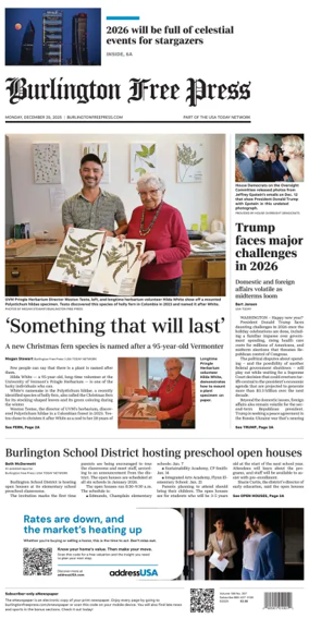 Cover of Burlington Free Press