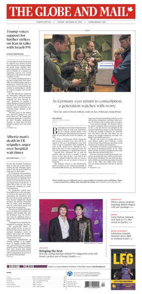 Cover of The Globe and Mail (Alberta Edition)