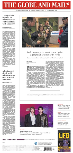 Cover of The Globe and Mail (Ottawa/Quebec Edition)