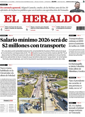 Cover of El Heraldo (Colombia)