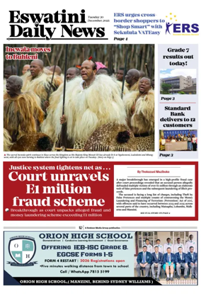 Cover of Eswatini Daily News