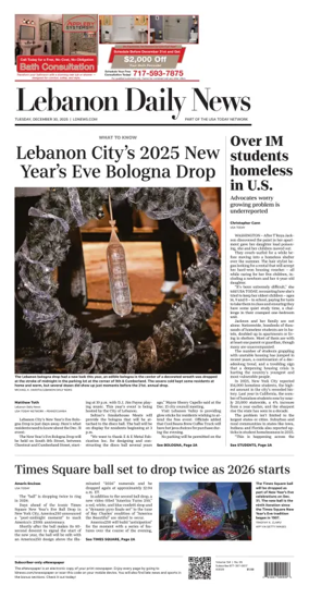 Cover of Lebanon Daily News