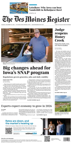 Cover of The Des Moines Register