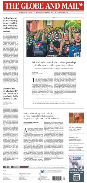 Cover of The Globe and Mail (Ottawa/Quebec Edition)