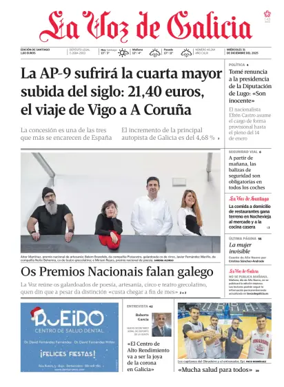 Cover of La Voz de Galicia (Santiago)