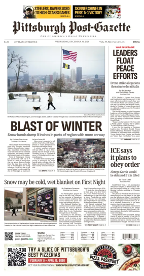 Cover of Pittsburgh Post-Gazette