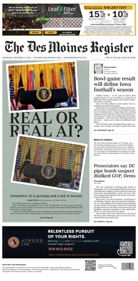 Cover of The Des Moines Register