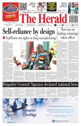 Cover of The Herald (Zimbabwe)
