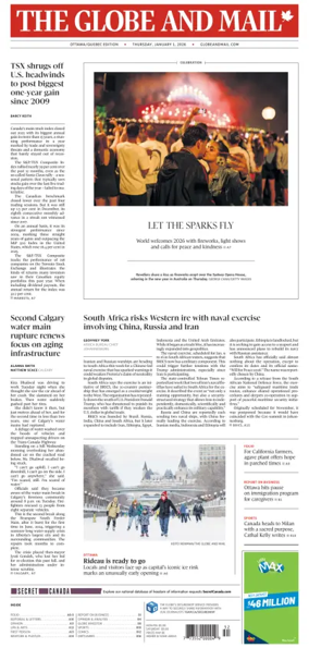 Cover of The Globe and Mail (Ottawa/Quebec Edition)