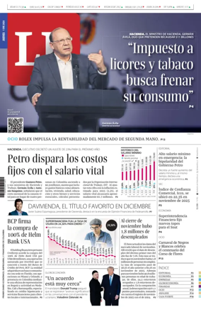 Cover of La Republica (Colombia)