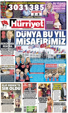 Cover of Hurriyet Print Edition
