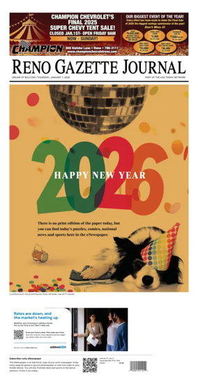 Cover of Reno Gazette Journal