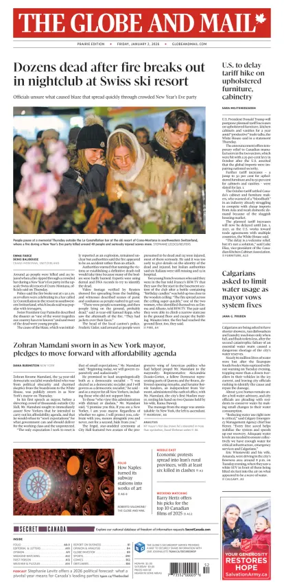 Cover of The Globe and Mail (Prairie Edition)