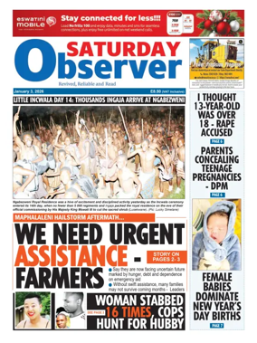 Cover of Saturday Observer (Eswatini)