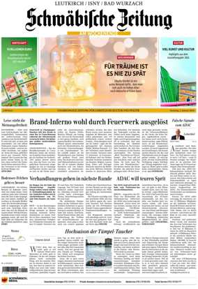 Cover of Schwaebische Zeitung (Leutkirch / Isny / Bad Wurzach)