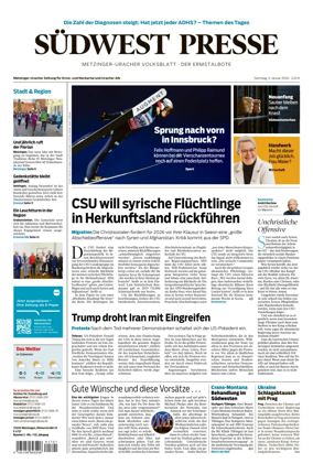 Cover of Sudwest Presse - Metzinger Uracher Volksblatt - Der Ermstalbote