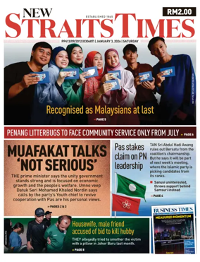 Cover of New Straits Times