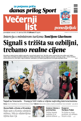 Cover of Vecernji list - Zagreb
